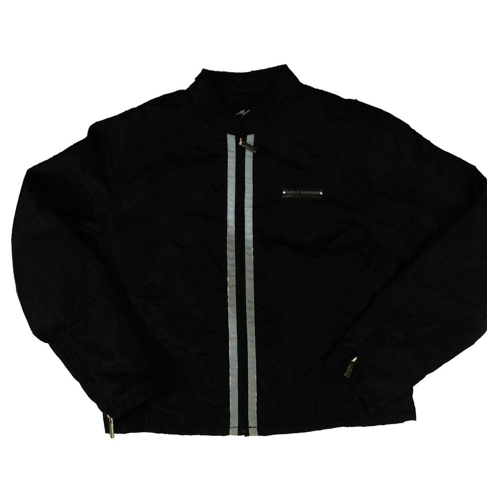 Harley Davidson Nylon Black Motorcycle Riding Reflective Jacket Womens Small